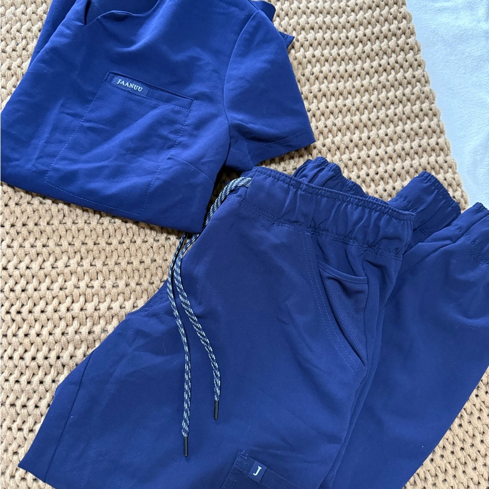 Jaanuu Blue Medical Scrub Set Joggers